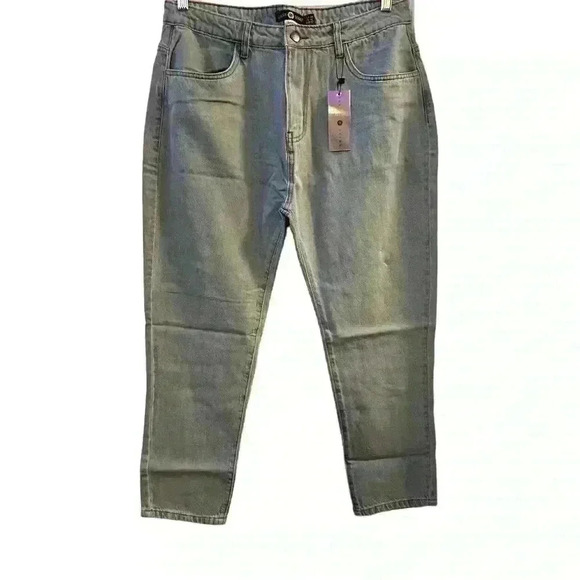 Daisy Street Women's XL High-Waisted Straight Jeans Light Blue Denim - Picture 2 of 8